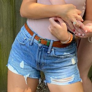 Lucky brand Mid rise cut off, medium wash denim shorts. Size 0/25